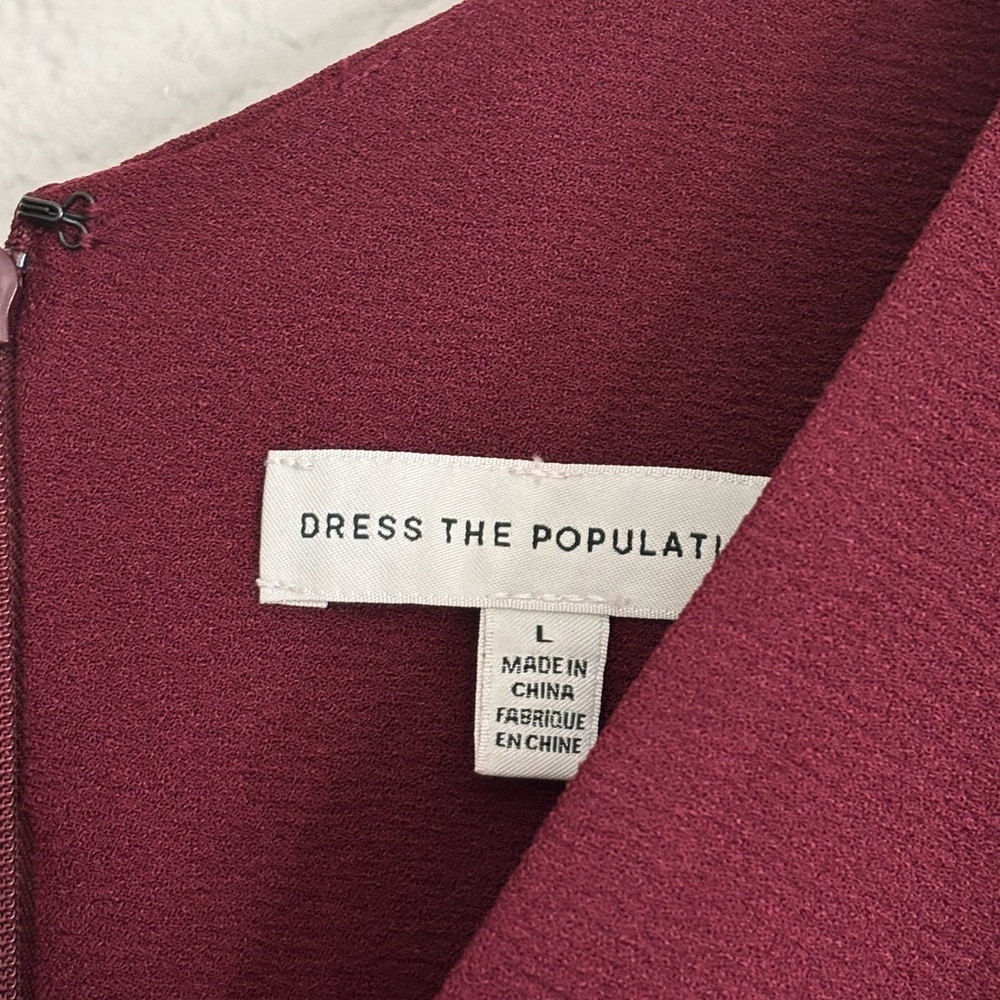 Dress The Population ALICIA Fit & Flare Burgundy Midi Dress Size: L - Picture 6 of 8